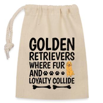 Golden Retrievers où la fourrure et la loyauté entrent en collision GR - Sac cadeau en coton avec cordon (14 x 20 cm) - nature - Devant