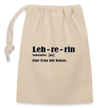 Abschiedsgeschenk Lehrerin - Frau Klasse Abschied - Verschließbarer Geschenkbeutel aus Baumwolle (14x20cm) - Natur - Vorne