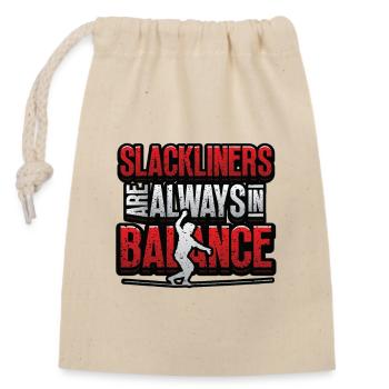 Slackliners Are Always In Balance - Verschließbarer Geschenkbeutel aus Baumwolle (14x20cm) - Natur - Vorne