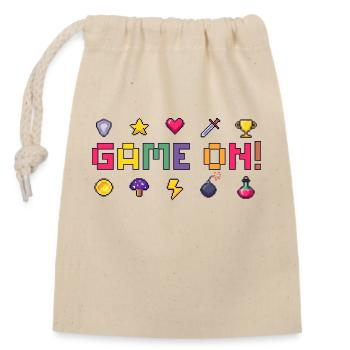 Pixel Game On! Retro Art - Verschließbarer Geschenkbeutel aus Baumwolle (14x20cm) - Natur - Vorne