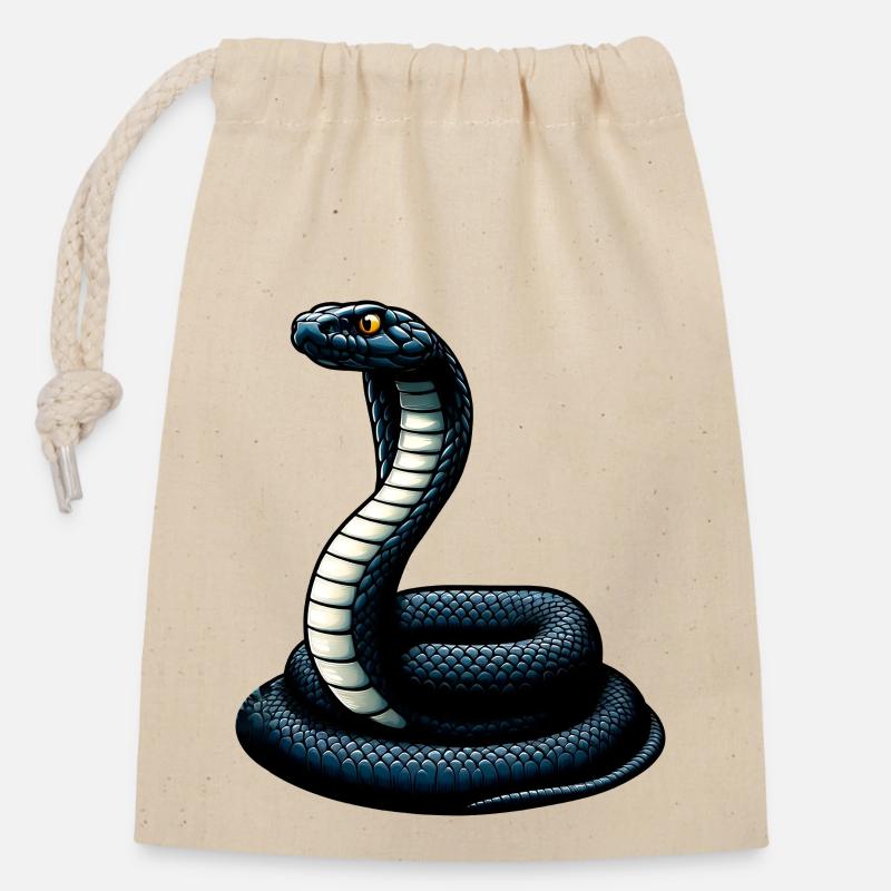 Schwarze Schlangen-Mamba - Verschließbarer Geschenkbeutel aus Baumwolle (14x20cm) - Natur