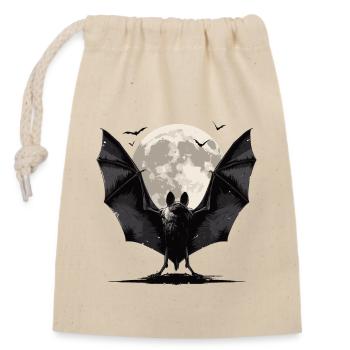 Bat Fledermäuse Fledermaus - Verschließbarer Geschenkbeutel aus Baumwolle (14x20cm) - Natur - Vorne