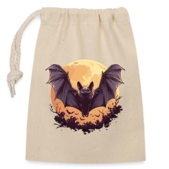 Bat Fledermäuse Fledermaus - Verschließbarer Geschenkbeutel aus Baumwolle (14x20cm) - Natur - Vorne