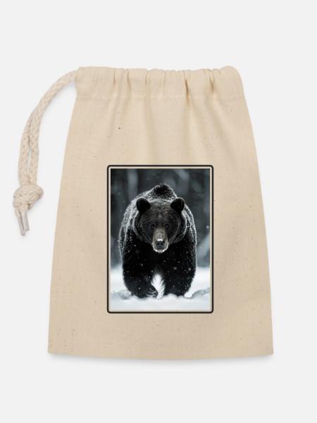 Bear Bären Bär - Verschließbarer Geschenkbeutel aus Baumwolle (14x20cm) - Natur