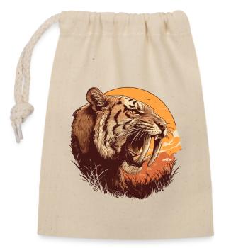 Saber-Toothed Tiger Sabertooth Tiger - Closable cotton gift bag (14x20cm) - nature - Front