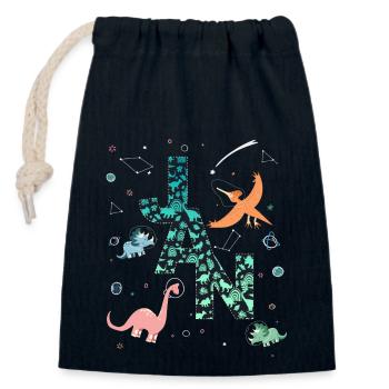 JAN - Beautiful boy name with dinosaur - Closable cotton gift bag (14x20cm) - navy - Front