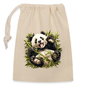 Panda géant Pandas Große Pandas Großer Panda - Sac cadeau en coton avec cordon (14 x 20 cm) - nature - Devant
