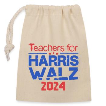 Lehrer für Harris Walz 2024 - Verschließbarer Geschenkbeutel aus Baumwolle (14x20cm) - Natur - Vorne