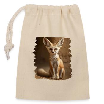 Fennec Fox Fenneks Fennek - Closable cotton gift bag (14x20cm) - nature - Front