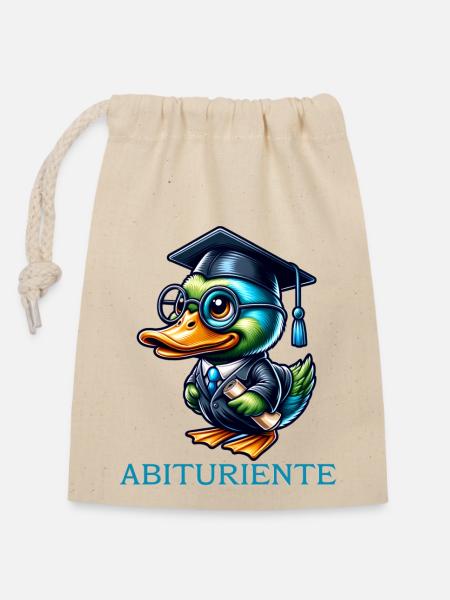 Abituriente Abi Motto - Verschließbarer Geschenkbeutel aus Baumwolle (14x20cm) - Natur