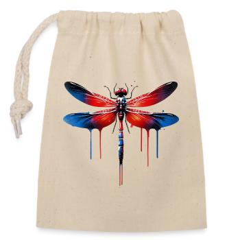 Libellule - Sac cadeau en coton avec cordon (14 x 20 cm) - nature - Devant