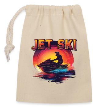 Jet Ski Adventure Retro Summer - Closable cotton gift bag (14x20cm) - nature - Front