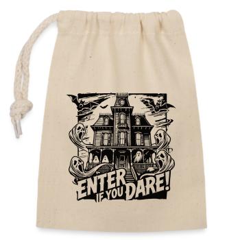 Enter if you Dare Halloween Geisterhaus - Verschließbarer Geschenkbeutel aus Baumwolle (14x20cm) - Natur - Vorne