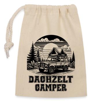 Dachzelt Camper - Retro Autodachzelt Camping - Verschließbarer Geschenkbeutel aus Baumwolle (14x20cm) - Natur - Vorne
