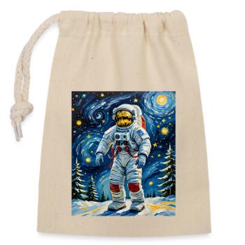Astronaut im Winterwald Astronaut in Winter Forest - Verschließbarer Geschenkbeutel aus Baumwolle (14x20cm) - Natur - Vorne