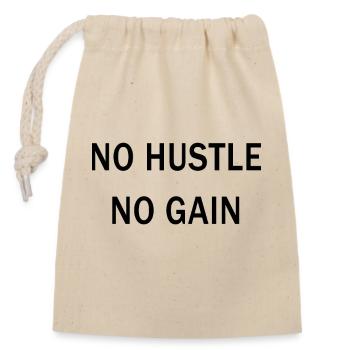 No Hustle No Gain Motivational Design - Closable cotton gift bag (14x20cm) - nature - Front