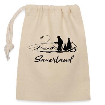 Sauerland Fliegenfischen - Verschließbarer Geschenkbeutel aus Baumwolle (14x20cm) - Natur - Vorne