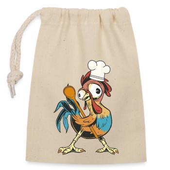 Poulet Coq Cuisinier Cuisiniers Cuisinier Arts culinaires Cuisinier loisir - Sac cadeau en coton avec cordon (14 x 20 cm) - nature - Devant