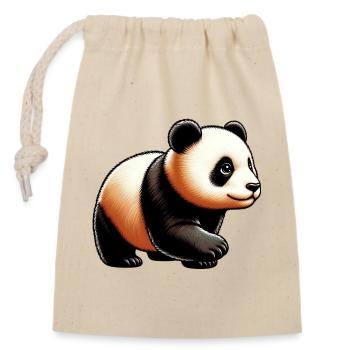 Panda - Verschließbarer Geschenkbeutel aus Baumwolle (14x20cm) - Natur - Vorne
