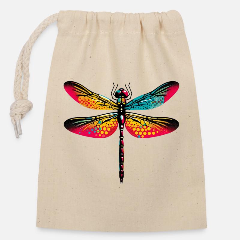 Libelle - Verschließbarer Geschenkbeutel aus Baumwolle (14x20cm) - Natur
