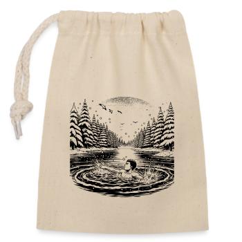 Eisbader schwimmt im Eiswasser in kaltem See - Verschließbarer Geschenkbeutel aus Baumwolle (14x20cm) - Natur - Vorne