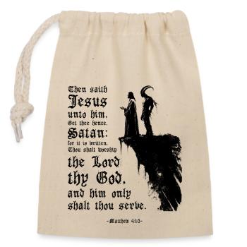 Jesus and Satan Matthew 4:10 Bible Verse Christian - Closable cotton gift bag (14x20cm) - nature - Front