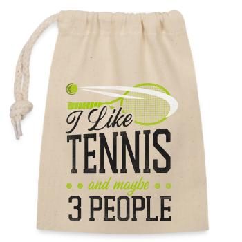 Funny Tennis Player Racket I Like - Closable cotton gift bag (14x20cm) - nature - Front