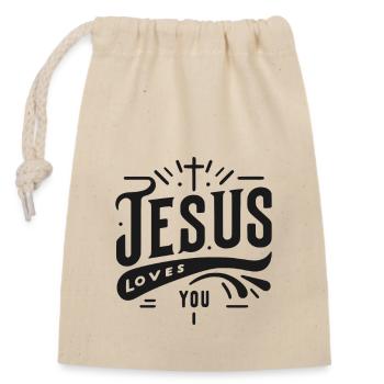 Jesus Loves You - Closable cotton gift bag (14x20cm) - nature - Front