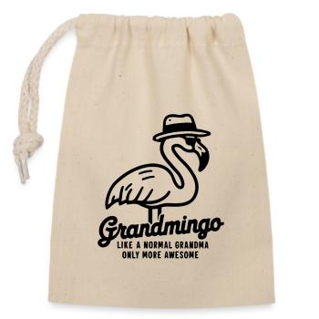 Grandmingo - Mamie aux vibrations et style flamant rose - Sac cadeau en coton avec cordon (14 x 20 cm) - nature - Devant