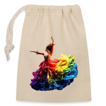 Danseuse de flamenco Arc-en-ciel Robe colorée Danse - Sac cadeau en coton avec cordon (14 x 20 cm) - nature - Devant