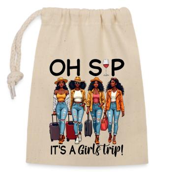 Oh Sip C’est un voyage entre filles - Sac cadeau en coton avec cordon (14 x 20 cm) - nature - Devant