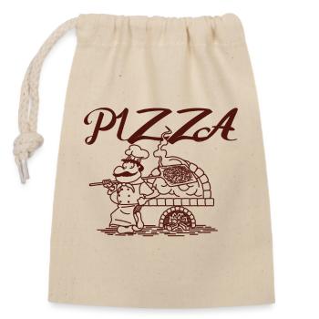 Pizzeria Pizzaïolo Pizza - Sac cadeau en coton avec cordon (14 x 20 cm) - nature - Devant
