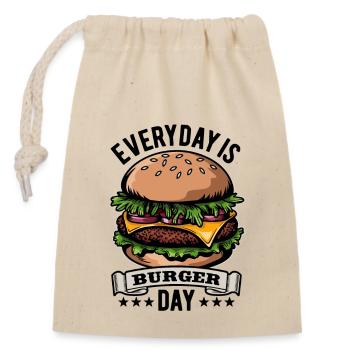 Everyday is Burger Day - Fast Food - lecker - Verschließbarer Geschenkbeutel aus Baumwolle (14x20cm) - Natur - Vorne