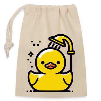 Quietschente gelbe Ente Dusche - Verschließbarer Geschenkbeutel aus Baumwolle (14x20cm) - Natur - Vorne