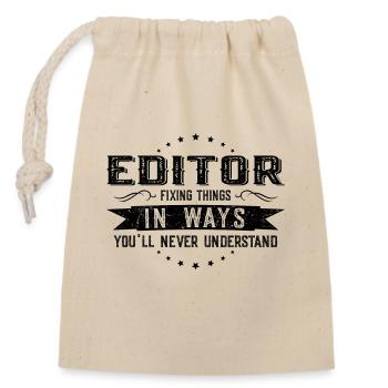 Collègues rédacteurs en chef Cadeau Profession Dire drôle - Sac cadeau en coton avec cordon (14 x 20 cm) - nature - Devant