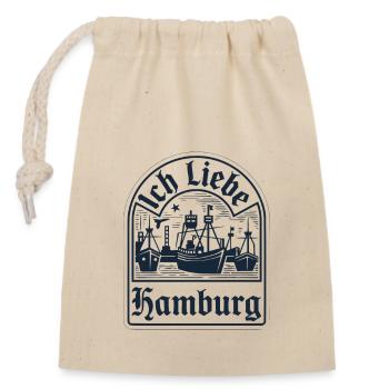 Hamburg - Ich liebe Hamburg! - Verschließbarer Geschenkbeutel aus Baumwolle (14x20cm) - Natur - Vorne