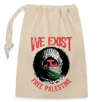 We exist - Freedom for Palestine - Peace - Closable cotton gift bag (14x20cm) - nature - Front