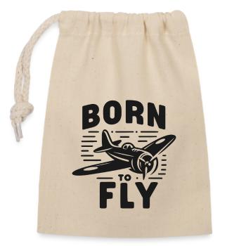 Born to Fly - Closable cotton gift bag (14x20cm) - nature - Front