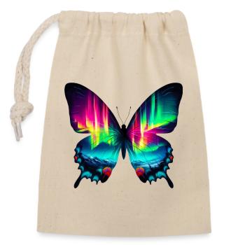 Papillon - Sac cadeau en coton avec cordon (14 x 20 cm) - nature - Devant