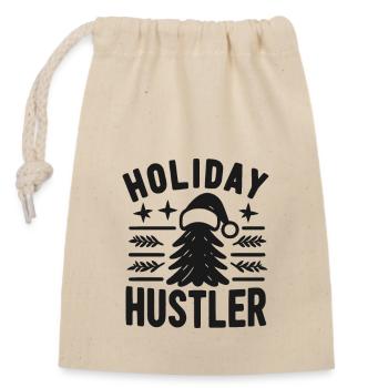 Holiday Hustler - Verschließbarer Geschenkbeutel aus Baumwolle (14x20cm) - Natur - Vorne