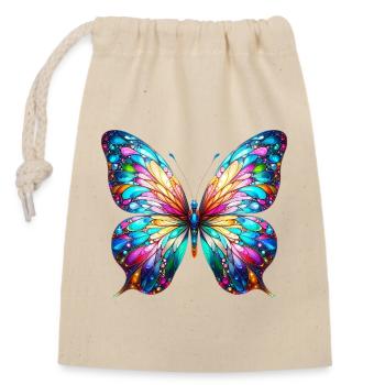 Schmetterling - Verschließbarer Geschenkbeutel aus Baumwolle (14x20cm) - Natur - Vorne