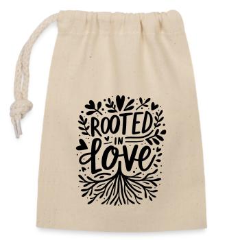 Rooted in Love - Closable cotton gift bag (14x20cm) - nature - Front