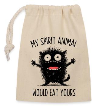 Mon animal spirituel mangerait le tien drôle de dicton - Sac cadeau en coton avec cordon (14 x 20 cm) - nature - Devant