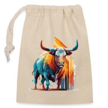 Bull, Bull, Rainbow - Closable cotton gift bag (14x20cm) - nature - Front