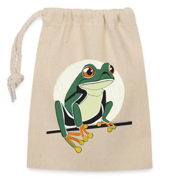 Frog - Closable cotton gift bag (14x20cm) - nature - Front