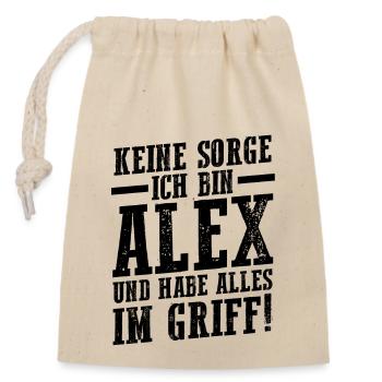Alexander Alexandra Alexa Alex - Verschließbarer Geschenkbeutel aus Baumwolle (14x20cm) - Natur - Vorne