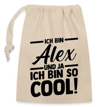 Alexander Alexandra Alexa Alex - Verschließbarer Geschenkbeutel aus Baumwolle (14x20cm) - Natur - Vorne