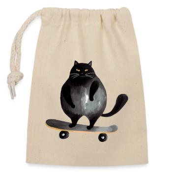 Hangover on skateboard - Closable cotton gift bag (14x20cm) - nature - Front