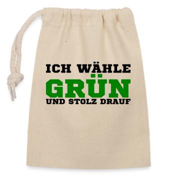 Die grünen - Verschließbarer Geschenkbeutel aus Baumwolle (14x20cm) - Natur - Vorne