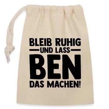 Vorname Ben - Verschließbarer Geschenkbeutel aus Baumwolle (14x20cm) - Natur - Vorne